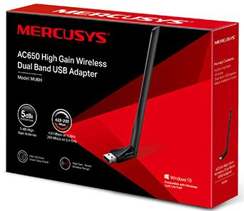 Адаптер Wi-Fi AC650 dual-band USB 2.0 high Gain adapter, 1 external antenna низкие цены купить в Тюмени