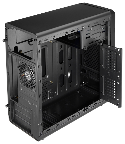 Корпус mATX Aerocool Qs-180 (черный, w/o PSU, SECC, 2*120mm 1*80mm fan, 2*USB2.0, USB3.0, e-SATA, au низкие цены купить в Тюмени
