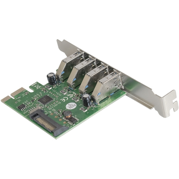 Exegate EX283716RUS Контроллер EXE-314 PCI-E 2.0, 4*USB3.0 ext, разъем доп.питания (OEM) низкие цены купить в Тюмени