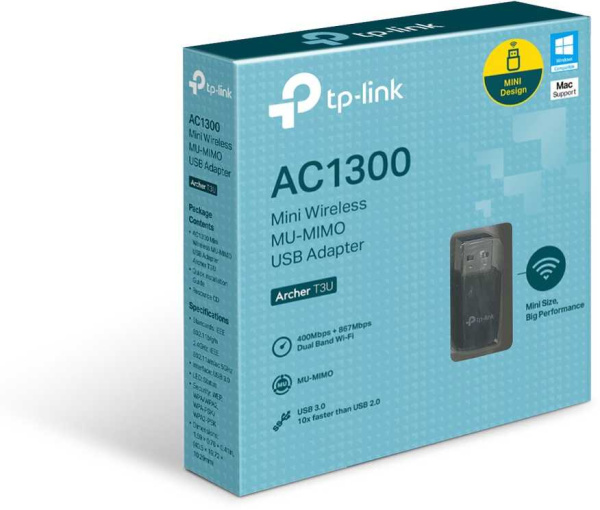 Сетевой адаптер WiFi TP-Link Archer T3U AC1300 USB 3.0 низкие цены купить в Тюмени