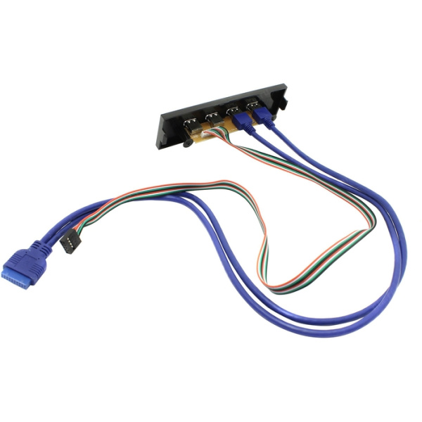 EX269460RUS  Планка USB на переднюю панель ExeGate U5H-614 5.25", 2*USB+2*USB 3.0, черная, подс низкие цены купить в Тюмени