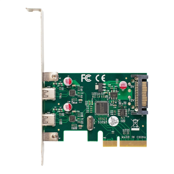 Exegate EX283715RUS Контроллер EXE-313 PCI-Ex4, 2*USB3.1 Type-C ext, разъем доп.питания (OEM) низкие цены купить в Тюмени