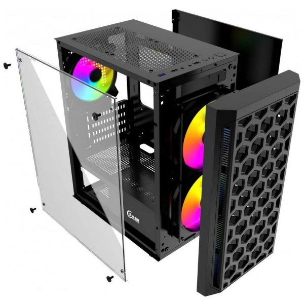 Powercase CMIMTB-L3 Корпус Mistral Micro T3B, Tempered Glass, Mesh, 2x 140mm + 1х 120mm 5-color fan, низкие цены купить в Тюмени