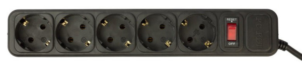 Сетевой фильтр PC Pet AP01006-E-BK 1.8м (5 розеток) черный, вилка под ИБП низкие цены купить в Тюмени