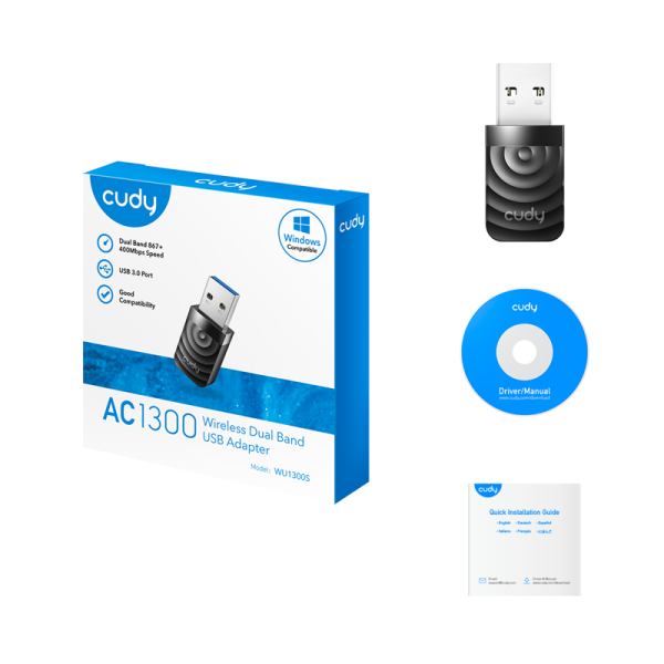Сетевой адаптер Wi-Fi Cudy WU1300S AC1300 USB 3.0 (ант.внутр.) 1ант. низкие цены купить в Тюмени