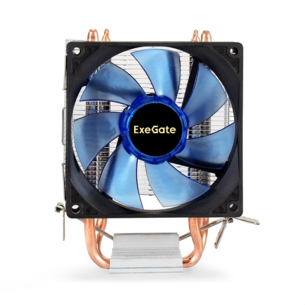 Exegate EX286297RUS Кулер ExeGate Wizard EXX200-PWM.BLUE (Al+Copper, 2 тепл.трубки, LGA775/1150/1151 низкие цены купить в Тюмени