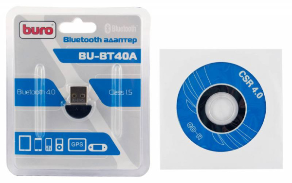 Адаптер USB Buro BU-BT40A Bluetooth 4.0+EDR class 1.5 20м черный низкие цены купить в Тюмени