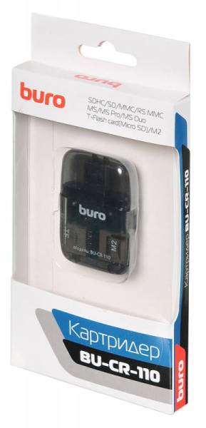 Устройство чтения карт памяти USB2.0 Buro BU-CR-110 черный низкие цены купить в Тюмени