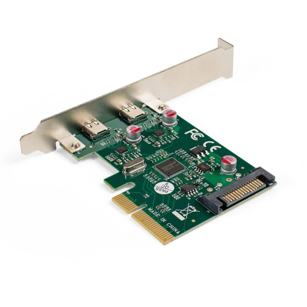 Exegate EX283715RUS Контроллер EXE-313 PCI-Ex4, 2*USB3.1 Type-C ext, разъем доп.питания (OEM) низкие цены купить в Тюмени