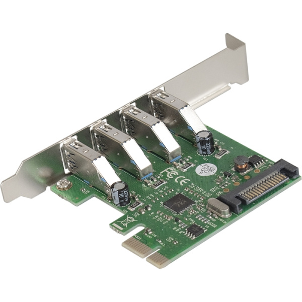Exegate EX283716RUS Контроллер EXE-314 PCI-E 2.0, 4*USB3.0 ext, разъем доп.питания (OEM) низкие цены купить в Тюмени