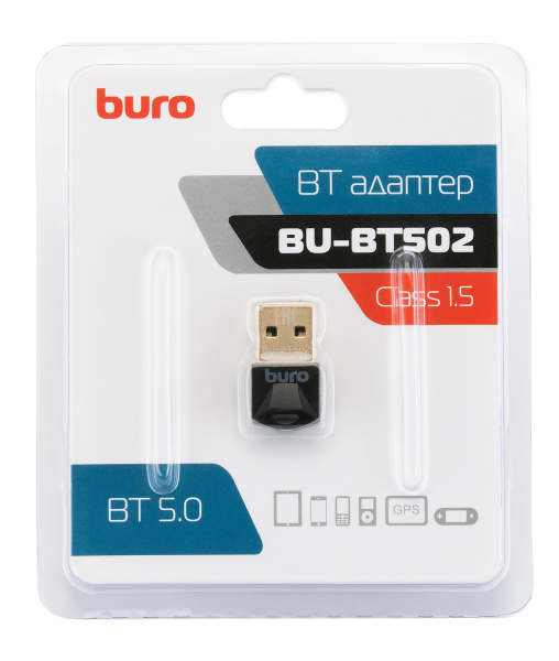 Адаптер USB Buro BU-BT502 Bluetooth 5.0+EDR class 1.5 20м черный низкие цены купить в Тюмени
