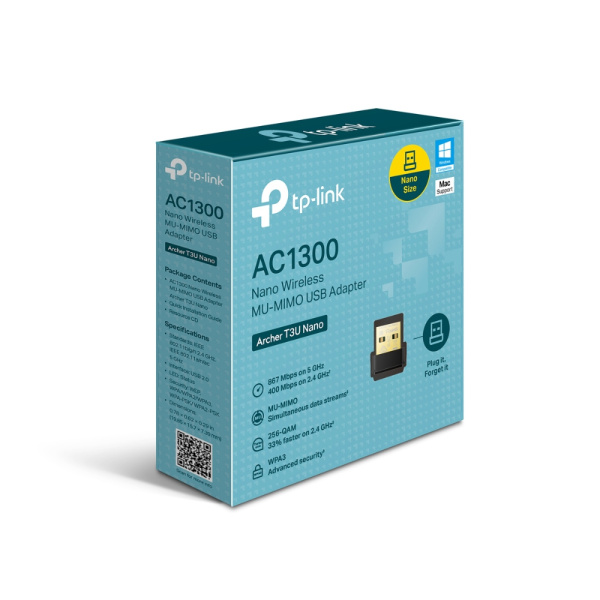 Сетевой адаптер Wi-Fi TP-Link ARCHER T3U NANO AC1300 USB 2.0 низкие цены купить в Тюмени
