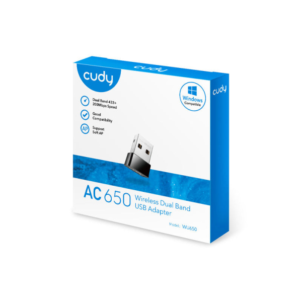Сетевой адаптер Wi-Fi Cudy WU650 AC650 USB 2.0 (ант.внутр.) 1ант. низкие цены купить в Тюмени