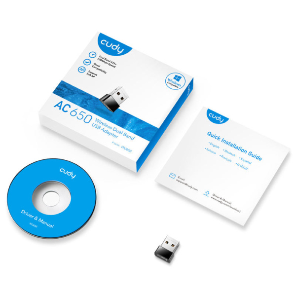 Сетевой адаптер Wi-Fi Cudy WU650 AC650 USB 2.0 (ант.внутр.) 1ант. низкие цены купить в Тюмени